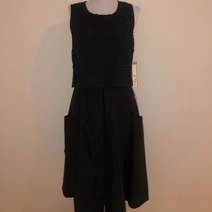 Eliza J Black Overlay  Midi Dress